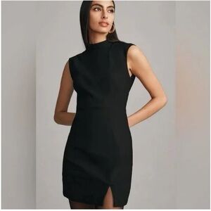 By Anthropologie Mock-Neck Sleeveless Seamed Mini Dress